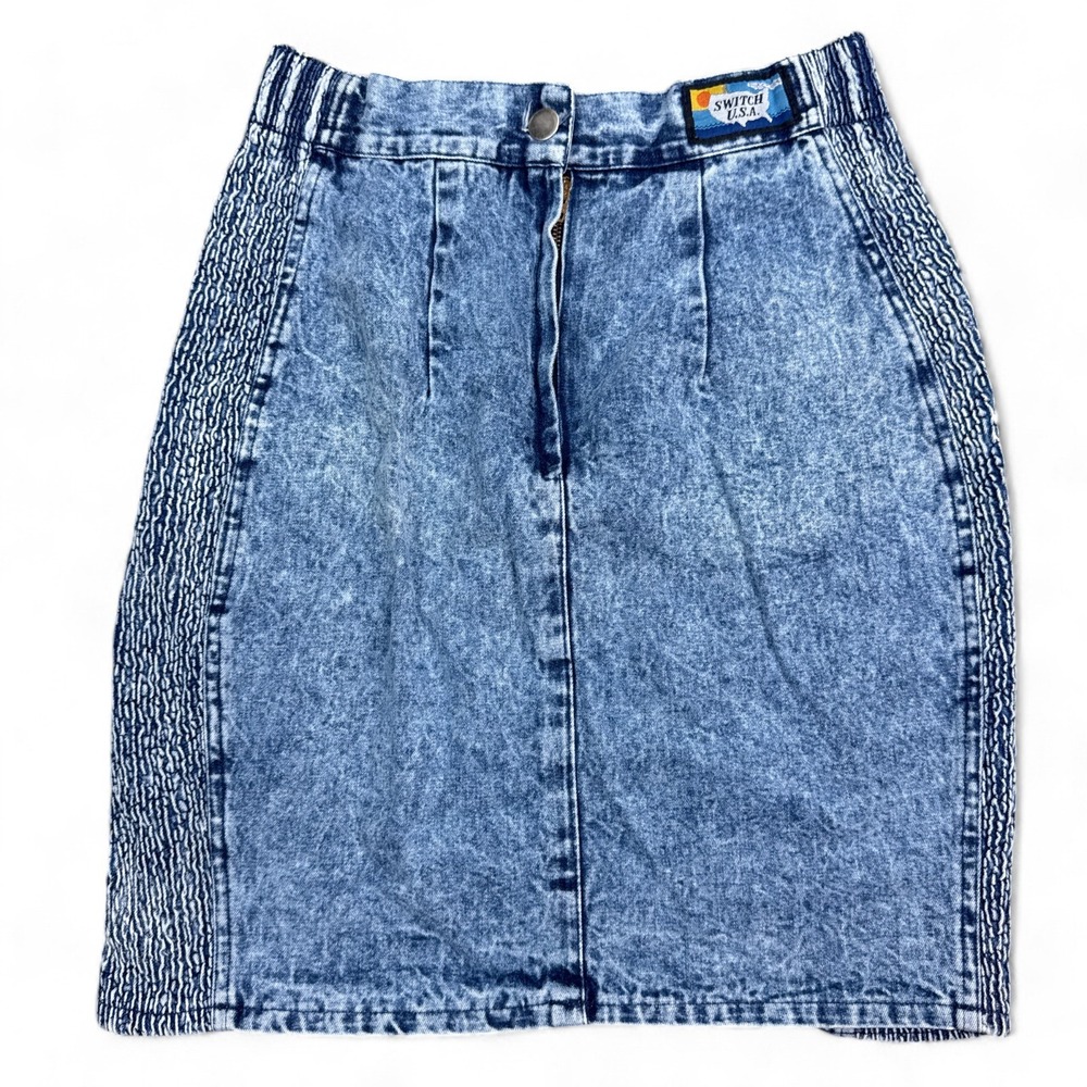 Vintage Switch USA Denim Skirt Womens Size 5 Blue Retro Jean Boho